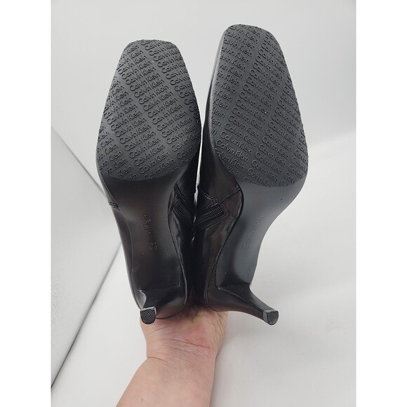 Calvin Klein Womens 8M Heeled Ankle Boots Neeko Kidskin Black Leather E7101  EUC - Picture 9 of 13